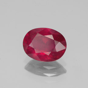Rubino naturale rosso da 1,62 ct, taglio ovale, VS-SI