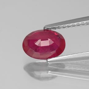 Rubino naturale rosso da 1,37 ct, taglio ovale, VS-SI