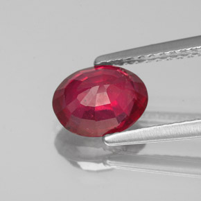 Rubino naturale rosso da 1,57 ct, taglio ovale, VS-SI