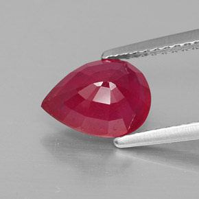 Rubino naturale rosso da 2,08 ct, taglio a pera, VS-SI