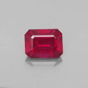 Rubino naturale rosso da 2,06 ct, taglio smeraldo, VS-SI