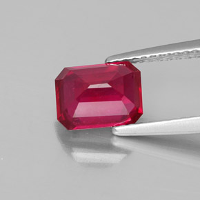 Rubino naturale rosso da 2,06 ct, taglio smeraldo, VS-SI