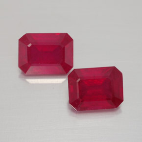 Rubino naturale rosso da  ct, taglio smeraldo, VS-SI