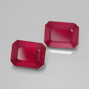 Rubino naturale rosso da  ct, taglio smeraldo, VS-SI