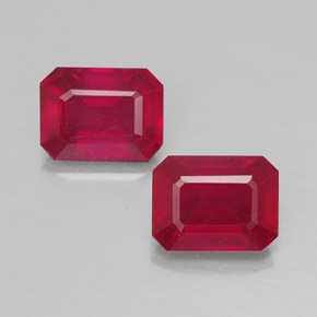 Rubino naturale rosso da  ct, taglio smeraldo, VS-SI