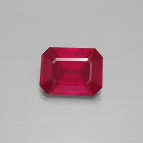 Rubino naturale rosso da 1,72 ct, taglio smeraldo, VS-SI