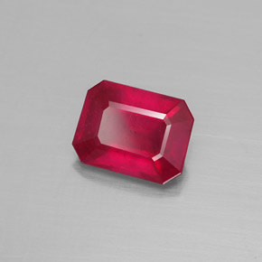 Rubino naturale rosso da 1,72 ct, taglio smeraldo, VS-SI