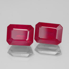 Rubino naturale rosso da  ct, taglio smeraldo, VS-SI
