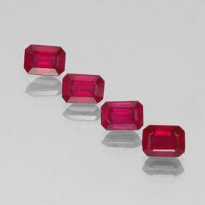 Rubino naturale rosso da  ct, taglio smeraldo, VS-SI