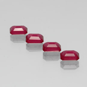 Rubino naturale rosso da  ct, taglio smeraldo, VS-SI
