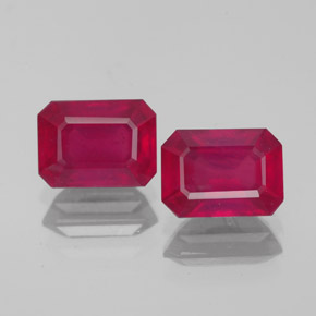 Rubino naturale rosso da  ct, taglio smeraldo, VS-SI