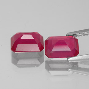 Rubino naturale rosso da  ct, taglio smeraldo, VS-SI