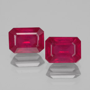 Rubino naturale rosso da  ct, taglio smeraldo, VS-SI