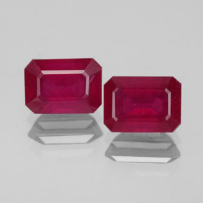 Rubino naturale rosso da  ct, taglio smeraldo, VS-SI