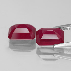 Rubino naturale rosso da  ct, taglio smeraldo, VS-SI