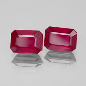 Rubino naturale rosso da  ct, taglio smeraldo, VS-SI
