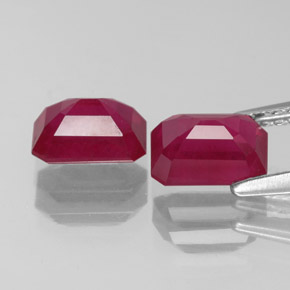 Rubino naturale rosso da  ct, taglio smeraldo, VS-SI
