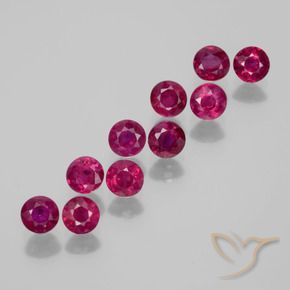 Gemme di Rubino Rosso medio naturale da 2.46 ct, Rotondo, VS-SI