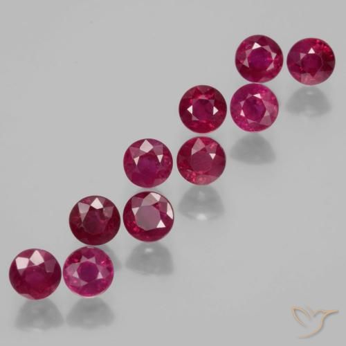 Gemme di Rubino Rosso tendente al rosa naturale da 3.09 ct, Rotondo, VS-SI