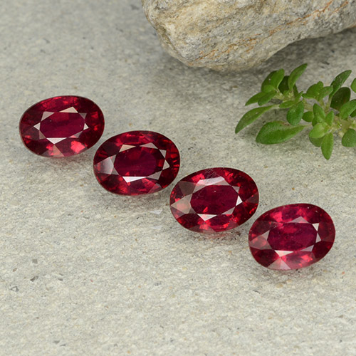 Gemme di rubino rosso medio naturale da 5,14 ct, taglio ovale, VS-SI
