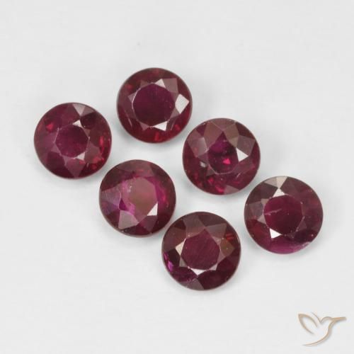 Gemme di Rubino Rosso scuro naturale da 1.50 ct, Rotondo, VS-SI