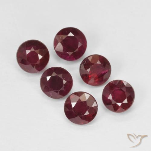 Gemme di Rubino Rosso medio naturale da 1.80 ct, Rotondo, VS-SI