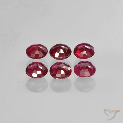 Gemme di Rubino Rosso medio naturale da 1.40 ct, Rotondo, VS-SI