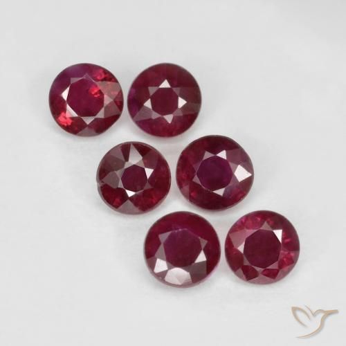 Gemme di Rubino Rosso medio naturale da 1.33 ct, Rotondo, VS-SI