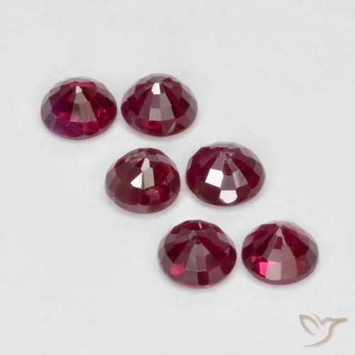 Gemme di Rubino Rosso medio naturale da 1.33 ct, Rotondo, VS-SI