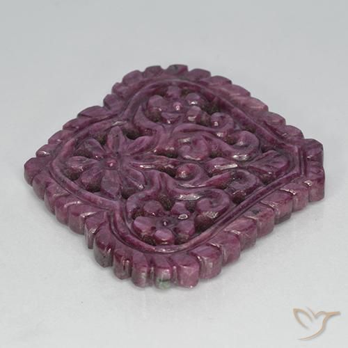 Rubino Viola rossastro naturale da 42.70 ct, Taglio a fantasia, Opaco