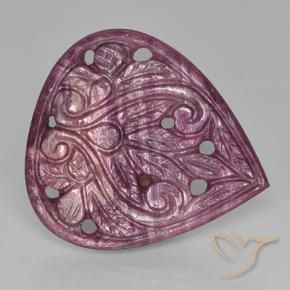 Rubino Viola medio naturale da 31.28 ct, Forma a pera, Opaco