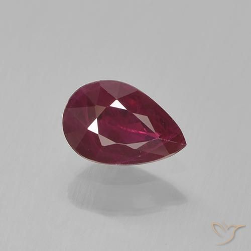 Rubino Rosso scuro naturale da 0.48 ct, Forma a pera, VS-SI