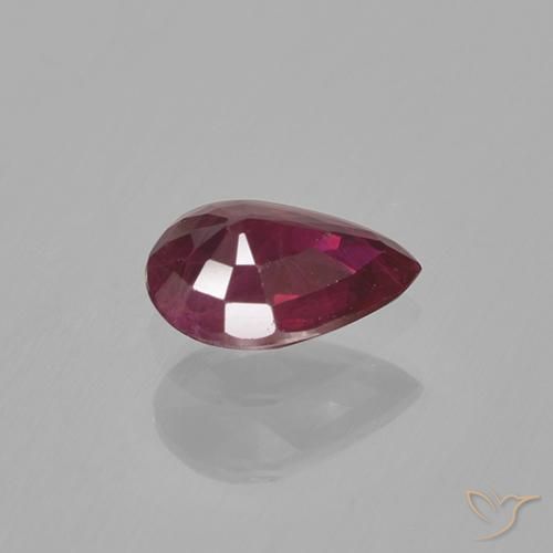 Rubino Rosso scuro naturale da 0.48 ct, Forma a pera, VS-SI
