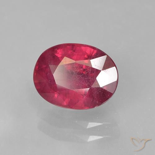 Rubino Rosso tendente al rosa naturale da 1.73 ct, Ovale, VS-SI