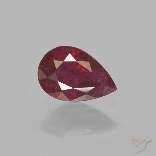 Rubino naturale rosso da 0,52 ct, taglio a pera, VS-SI