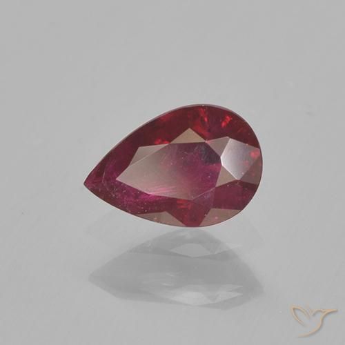 Rubino naturale rosso da 0,52 ct, taglio a pera, VS-SI