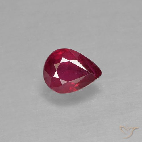 0.38ct Naturale Rosso scuro Rubino, Forma a pera, VS-SI
