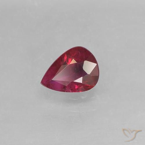 Rubino Rosa rossastra naturale da 0.31 ct, Forma a pera, VS-SI