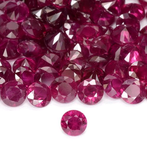 Rubino Rosso purpureo naturale da 0.12 ct, Rotondo, VS-SI