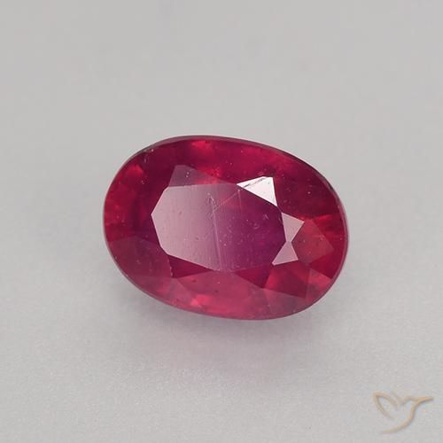 Rubino Rosso medio-scuro naturale da 0.93 ct, Ovale, VS-SI
