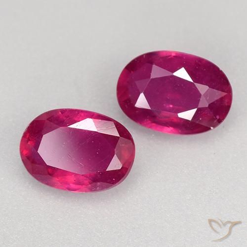 Gemme di Rubino Rosso chiaro naturale da 1.24 ct, Ovale, VS-SI