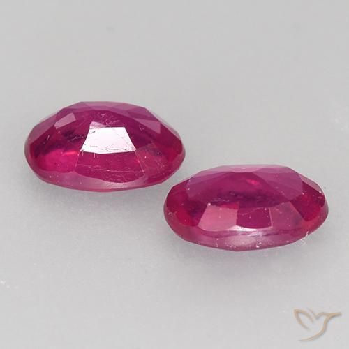 Gemme di Rubino Rosso chiaro naturale da 1.24 ct, Ovale, VS-SI