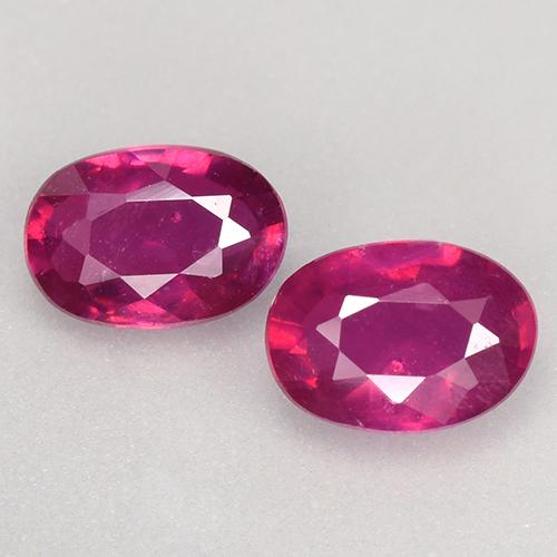 Gemme di Rubino Rosso purpureo naturale da 1.29 ct, Taglio ovale, VS-SI