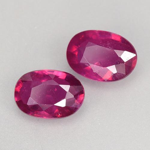 Gemme di Rubino Rosso purpureo naturale da 1.29 ct, Taglio ovale, VS-SI