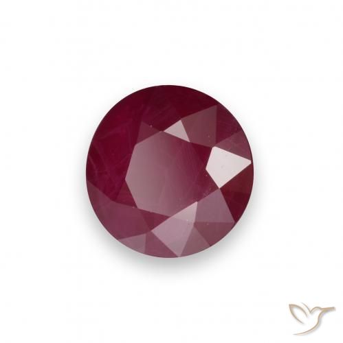 Rubino Rosso scuro naturale da 0.96 ct, Rotondo, VS-SI