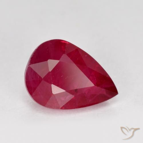 Rubino marmellata rossa naturale da 1.08 ct, Forma a pera, VS-SI