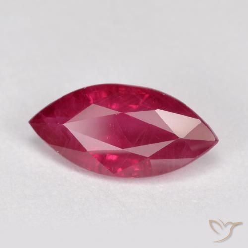 Rubino Rosso medio-scuro naturale da 1.05 ct, Taglio marquise, SI