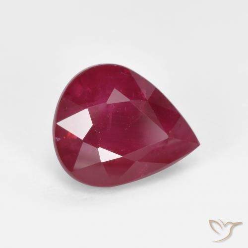 Rubino Rosso medio naturale da 1.28 ct, Forma a pera, VS-SI