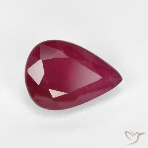 Rubino Rosso scuro naturale da 1.04 ct, Forma a pera, VS-SI