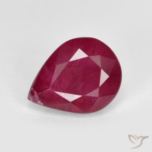 1.12ct Naturale Rosso medio Rubino, Forma a pera, SI